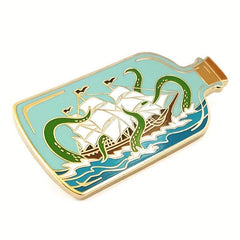 Sea Monster Enamel Lapel Pin in Bottle