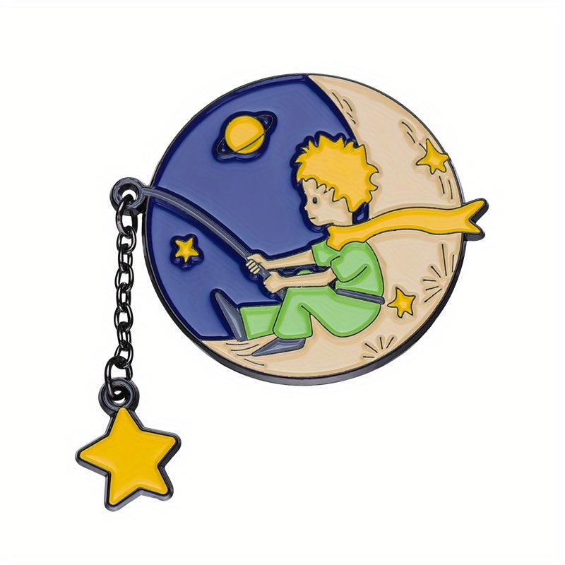 Cartoon Planet Whale Moon Boat Brooch Set