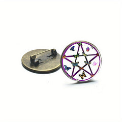 Wiccan Star Necklace Butterflies Love Hippie Women Men's Brooch Pins