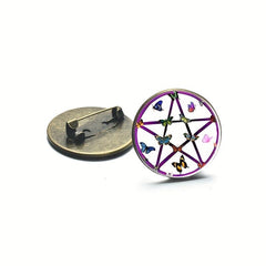 Wiccan Star Necklace Butterflies Love Hippie Women Men's Brooch Pins