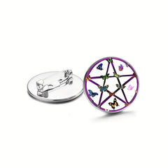 Wiccan Star Necklace Butterflies Love Hippie Women Men's Brooch Pins