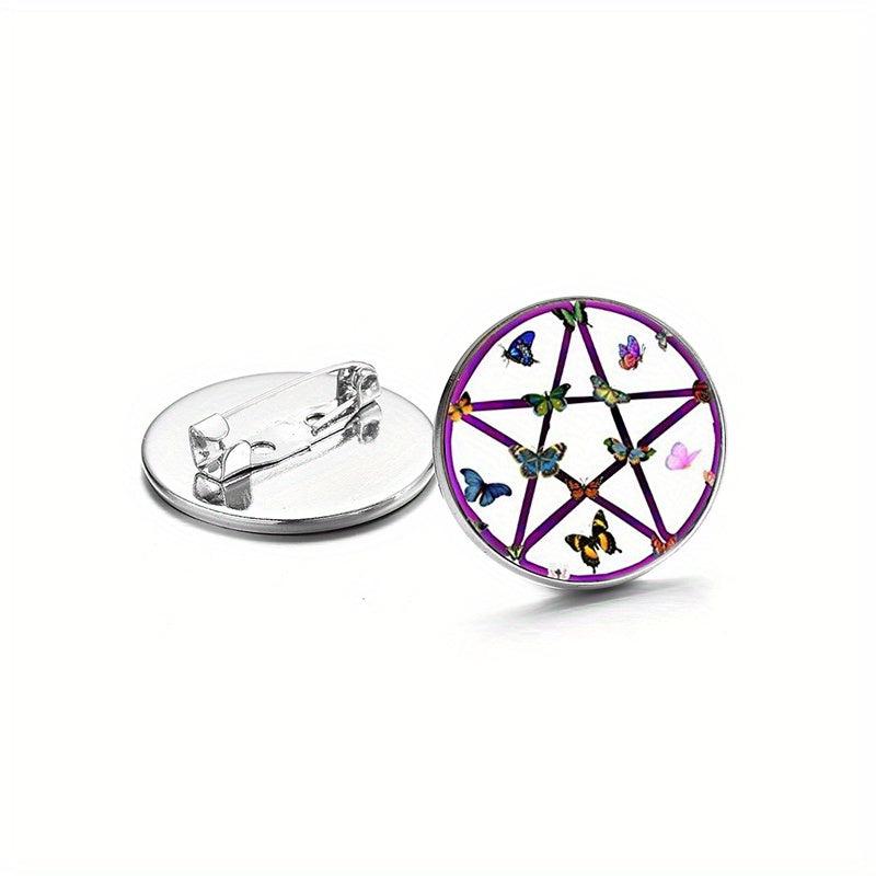 Wiccan Star Necklace Butterflies Love Hippie Women Men's Brooch Pins