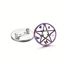 Wiccan Star Necklace Butterflies Love Hippie Women Men's Brooch Pins