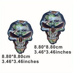 Skull Patches Iron On Sticker Dead Heat Transfer Decals Jackets Backpacks
