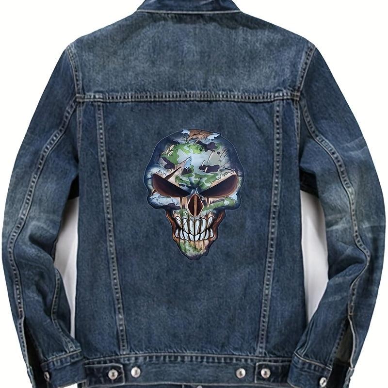 Skull Patches Iron On Sticker Dead Heat Transfer Decals Jackets Backpacks