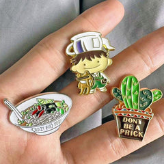Cactus Noodle Frog Enamel Pin For Men