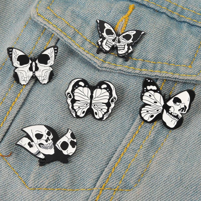 Skull Butterfly Brooch Men Creative Pins