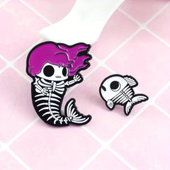 Mermaid Doll & Small Fish Baby Brooch Jewelry