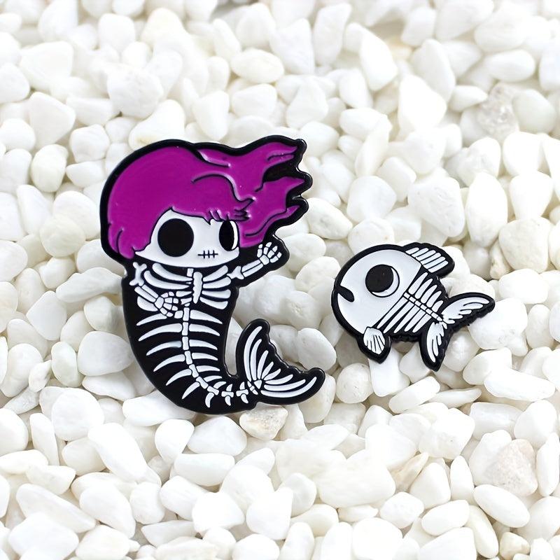 Mermaid Doll & Small Fish Baby Brooch Jewelry