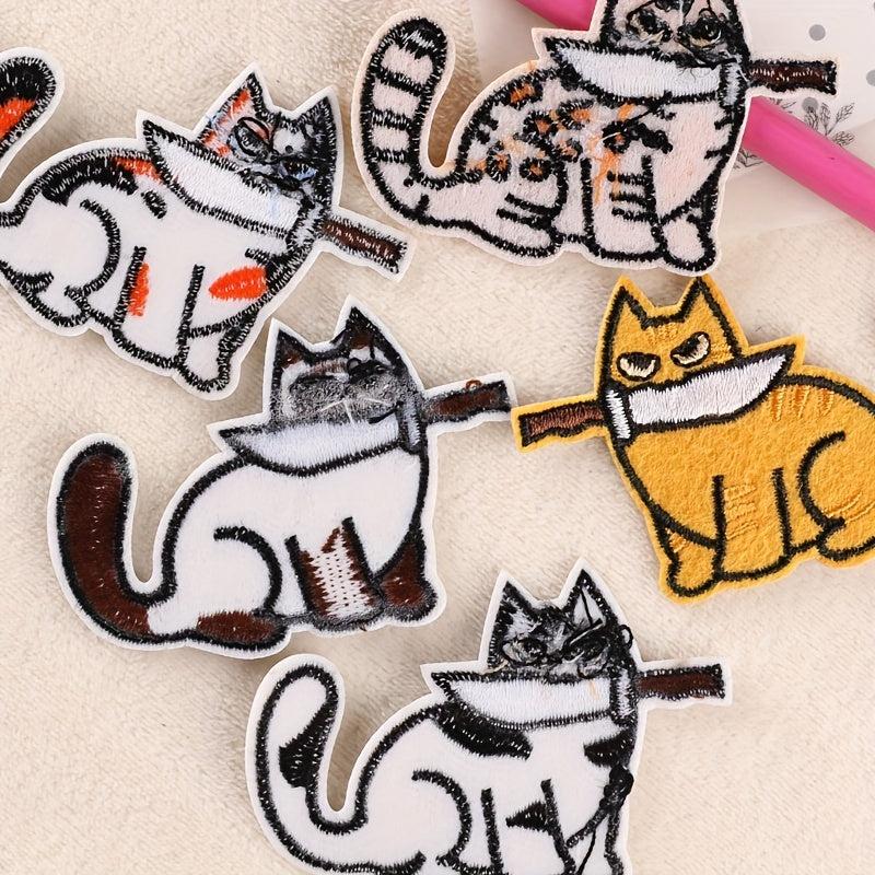 5pcs Cat Embroidery DIY Patch for Clothes Backpack Hat