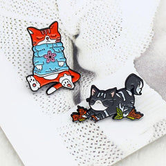 Playing Napping Cat Zinc Alloy Brooch For Party