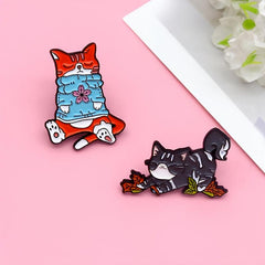 Playing Napping Cat Zinc Alloy Brooch For Party