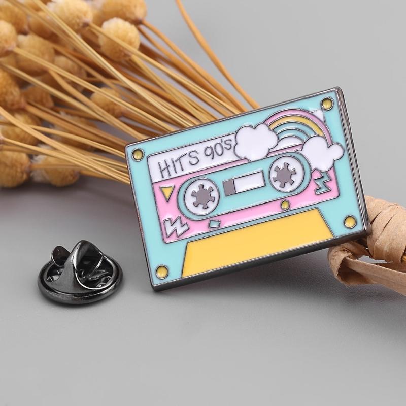 Personality Cartoon Cassette Tape Enamel Brooch Pin Jewelry