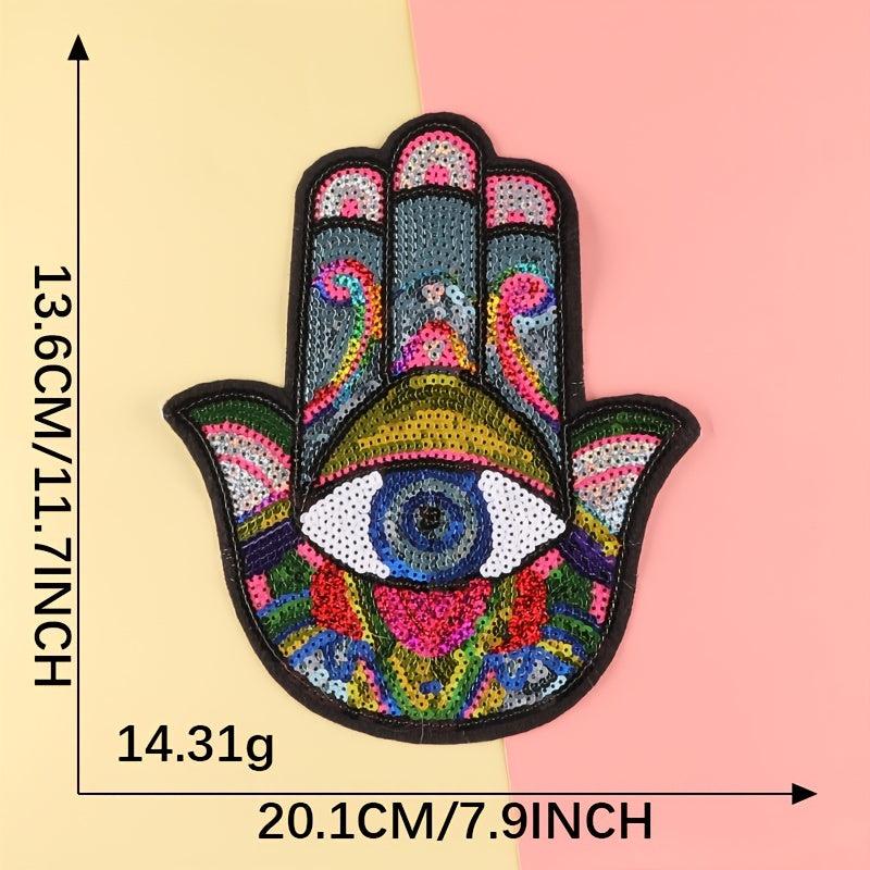 Sequin Palm Embroidery Patches Art Decor DIY Clothes Bag Accessories
