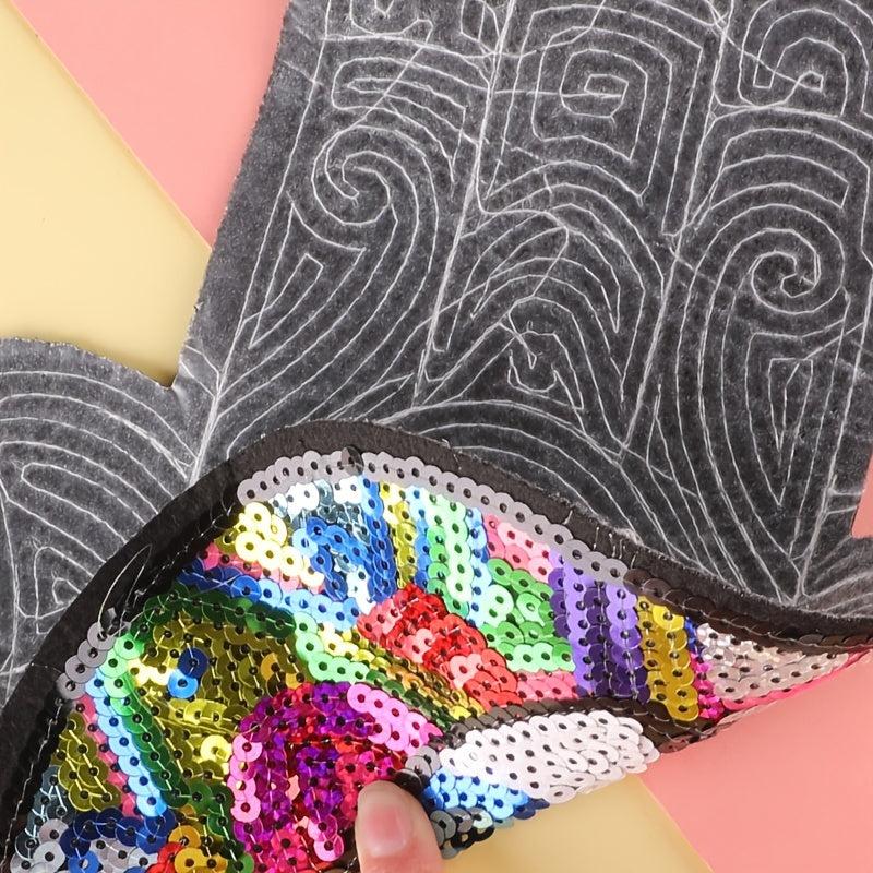 Sequin Palm Embroidery Patches Art Decor DIY Clothes Bag Accessories