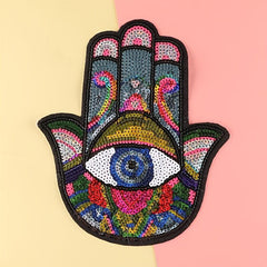 Sequin Palm Embroidery Patches Art Decor DIY Clothes Bag Accessories