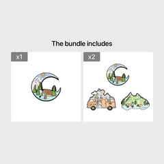 Moon Mountain Bus Cartoon Brooch