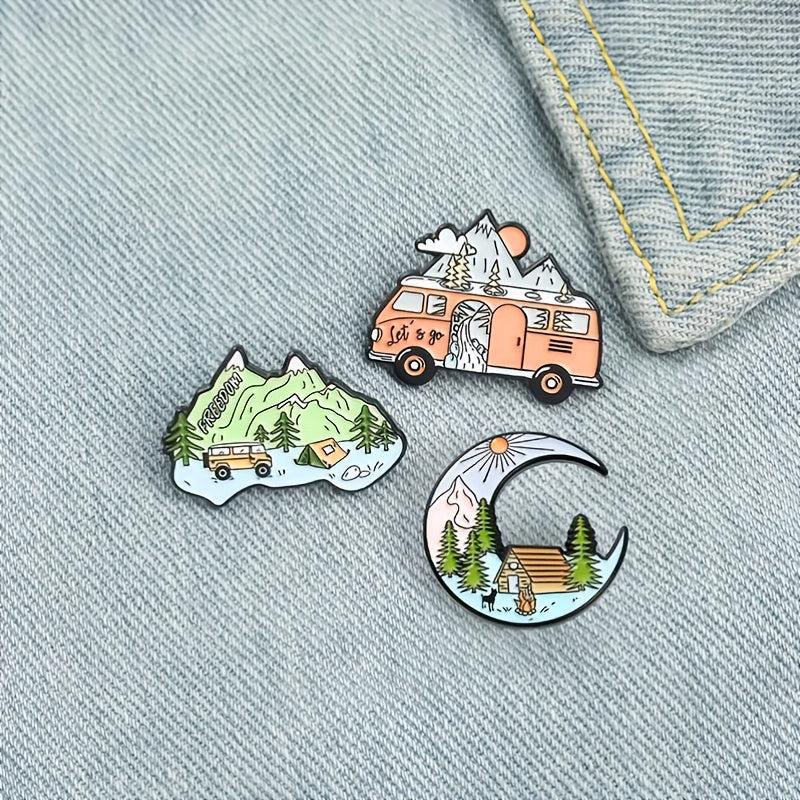 Moon Mountain Bus Cartoon Brooch
