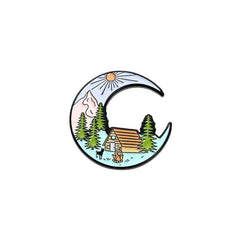 Moon Mountain Bus Cartoon Brooch