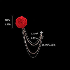 Couple Style Rose Brooch Tassel Chain Suit Chest Jewelry