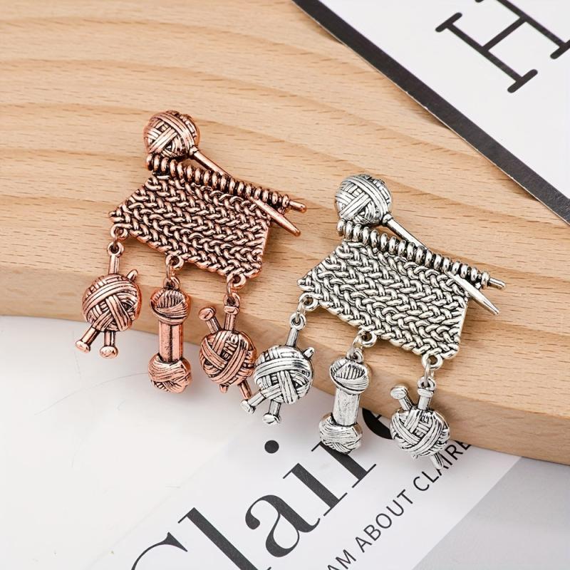 Metal Knitted Ball Sweater Brooch Pin