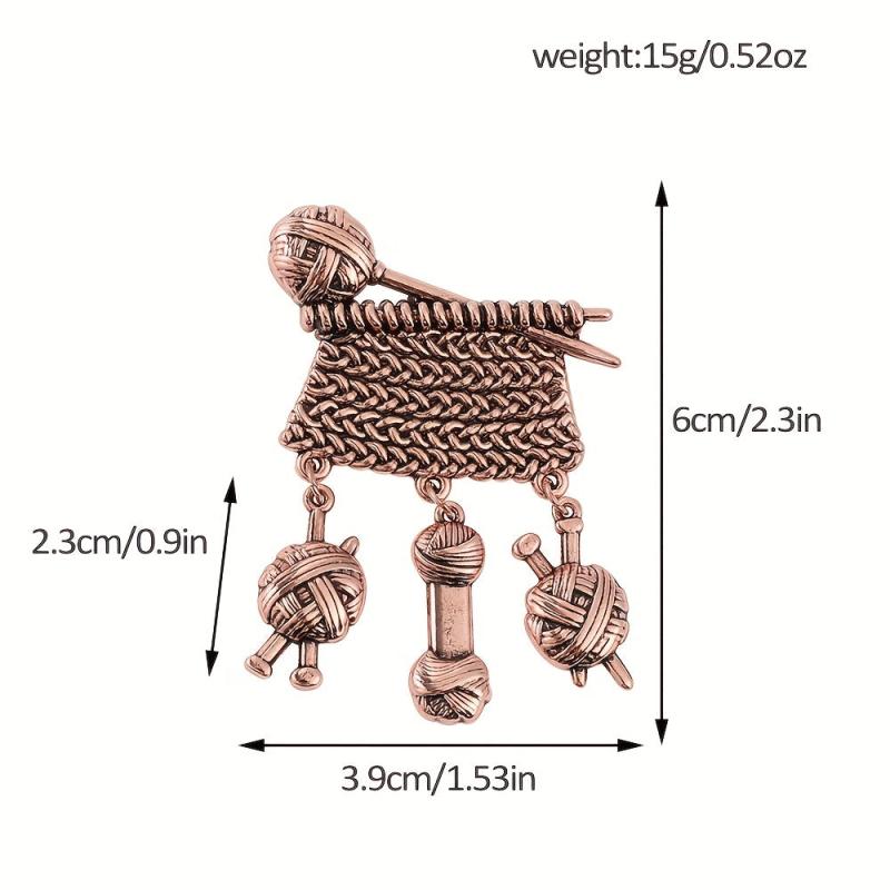 Metal Knitted Ball Sweater Brooch Pin
