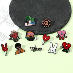 Bad Bunny Metal Oil Drip Brooch For Men