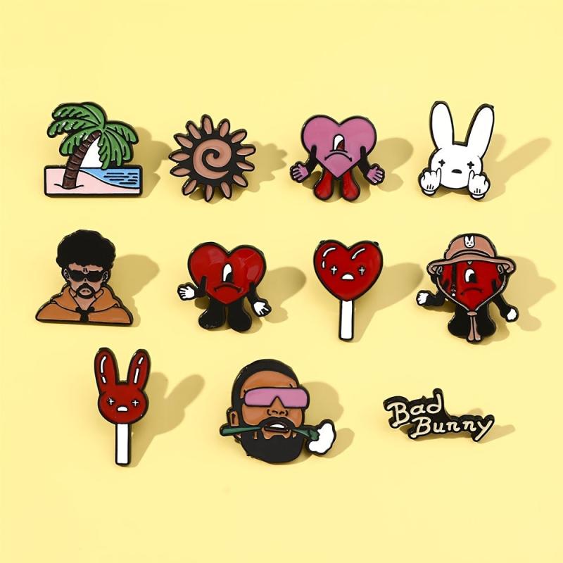 Bad Bunny Metal Oil Drip Brooch For Men