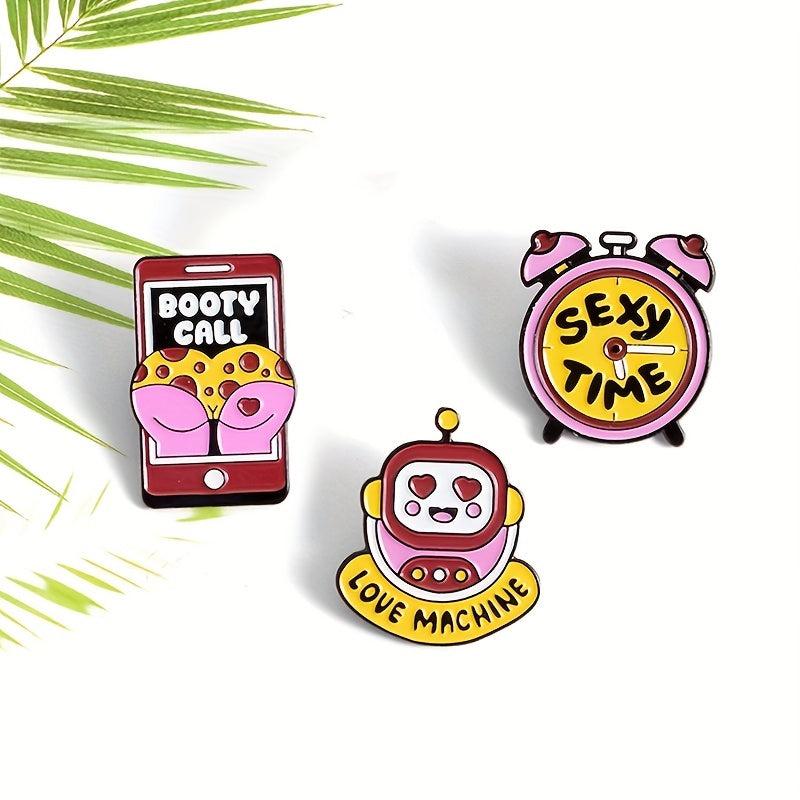 Alarm Clock Robot Phone Brooch Pin for Men