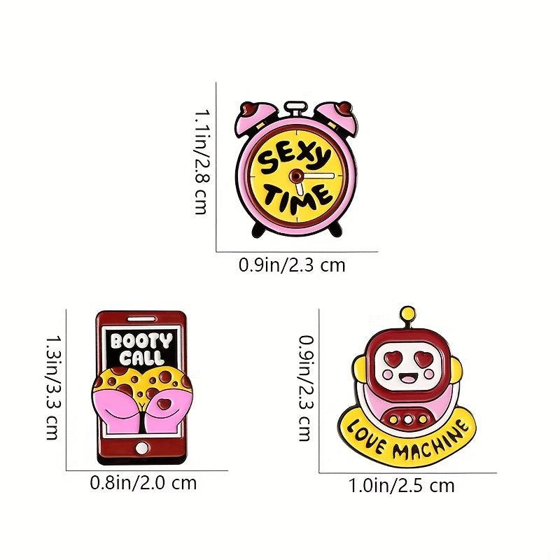 Alarm Clock Robot Phone Brooch Pin for Men