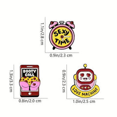 Alarm Clock Robot Phone Brooch Pin for Men