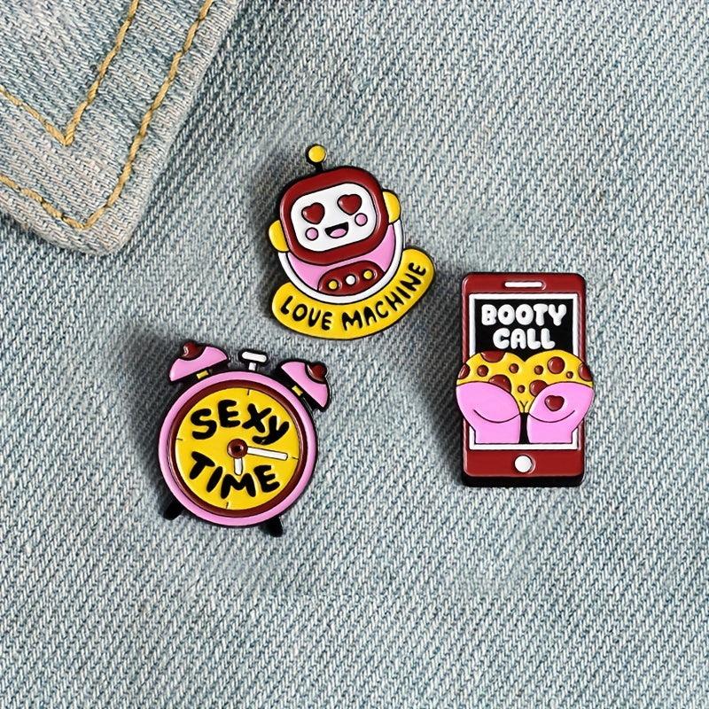 Alarm Clock Robot Phone Brooch Pin for Men