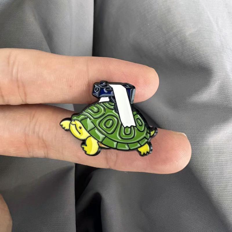 Frog Cat Turtle Enamel Pin Set