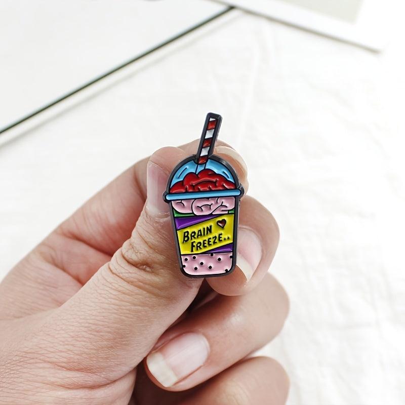 Brain Freeze Intestine Pearl Milk Tea Brooch
