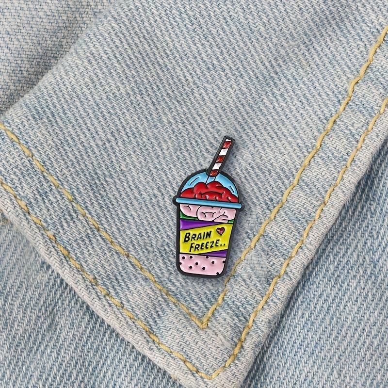 Brain Freeze Intestine Pearl Milk Tea Brooch