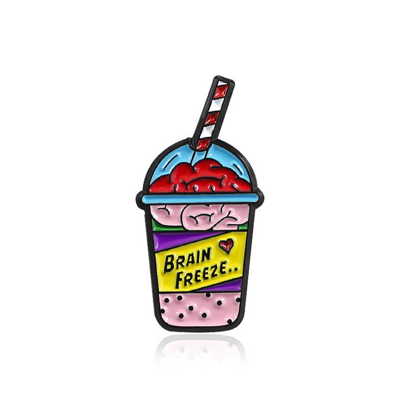 Brain Freeze Intestine Pearl Milk Tea Brooch