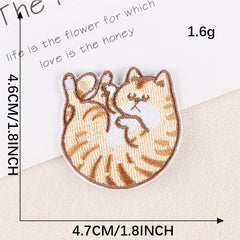 5pcs Cat Cartoon Embroidered Cloth Patch Stickers DIY Clothing Accessories