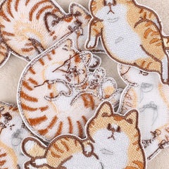 5pcs Cat Cartoon Embroidered Cloth Patch Stickers DIY Clothing Accessories