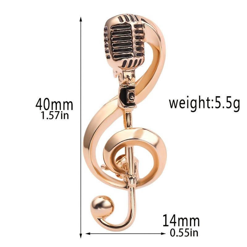 European American Retro Microphone Brooch Classic Note Microphone Jewelry