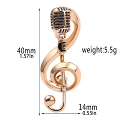 European American Retro Microphone Brooch Classic Note Microphone Jewelry