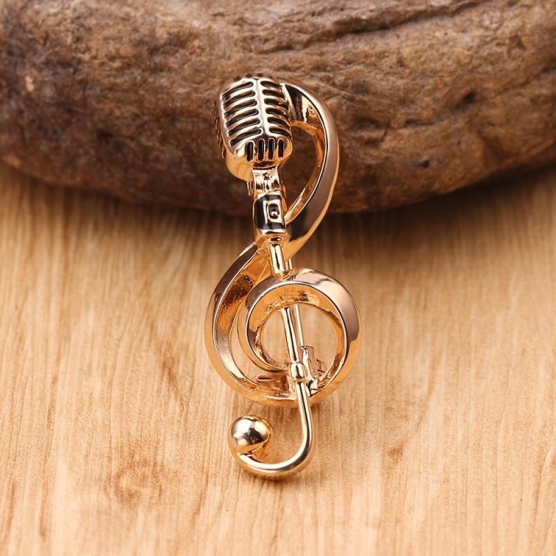 European American Retro Microphone Brooch Classic Note Microphone Jewelry