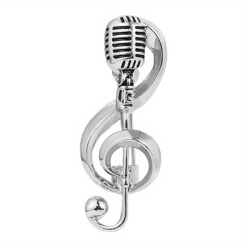 European American Retro Microphone Brooch Classic Note Microphone Jewelry