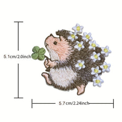 2pcs Hedgehog Embroidered Patches Iron On Sew Applique Animal Clothing Jacket
