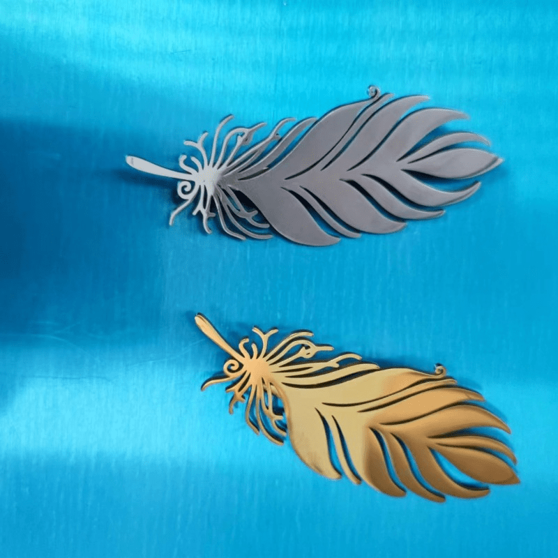 Stainless Steel Feather Leaf Brooch Pin for Men