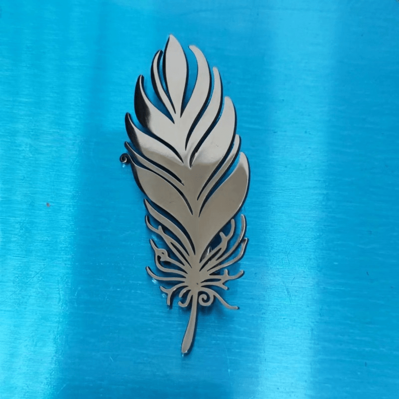 Stainless Steel Feather Leaf Brooch Pin for Men