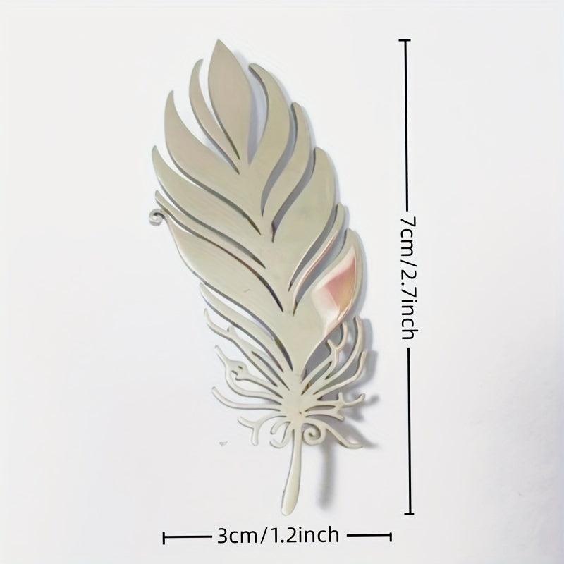 Stainless Steel Feather Leaf Brooch Pin for Men