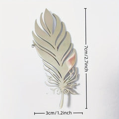 Stainless Steel Feather Leaf Brooch Pin for Men