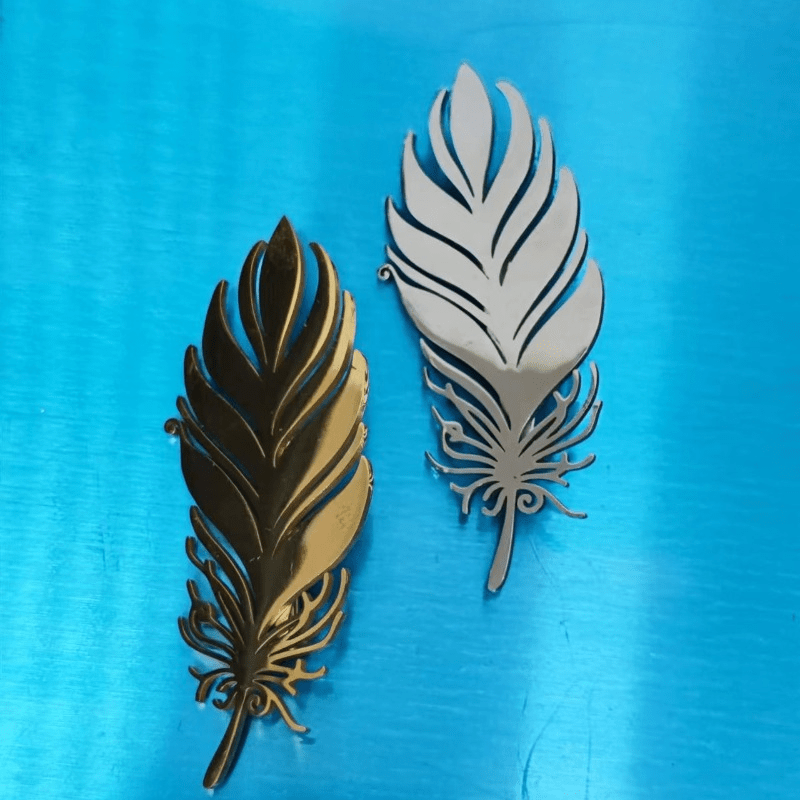Stainless Steel Feather Leaf Brooch Pin for Men