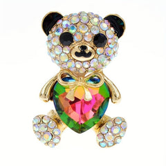 4 Colors Heart Bear Brooch Pins Bear Jewellery Gift For Men