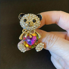 4 Colors Heart Bear Brooch Pins Bear Jewellery Gift For Men